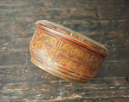Antique Hand-Carved Solid Wood & Lacquer Spice Bowl