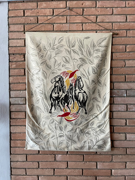 Vintage Original Raoul Dufy Texile/Wall Hanging titled “La Chevauchee” Edite Par Corot (original fabric authentication and stamp signed on the front)
