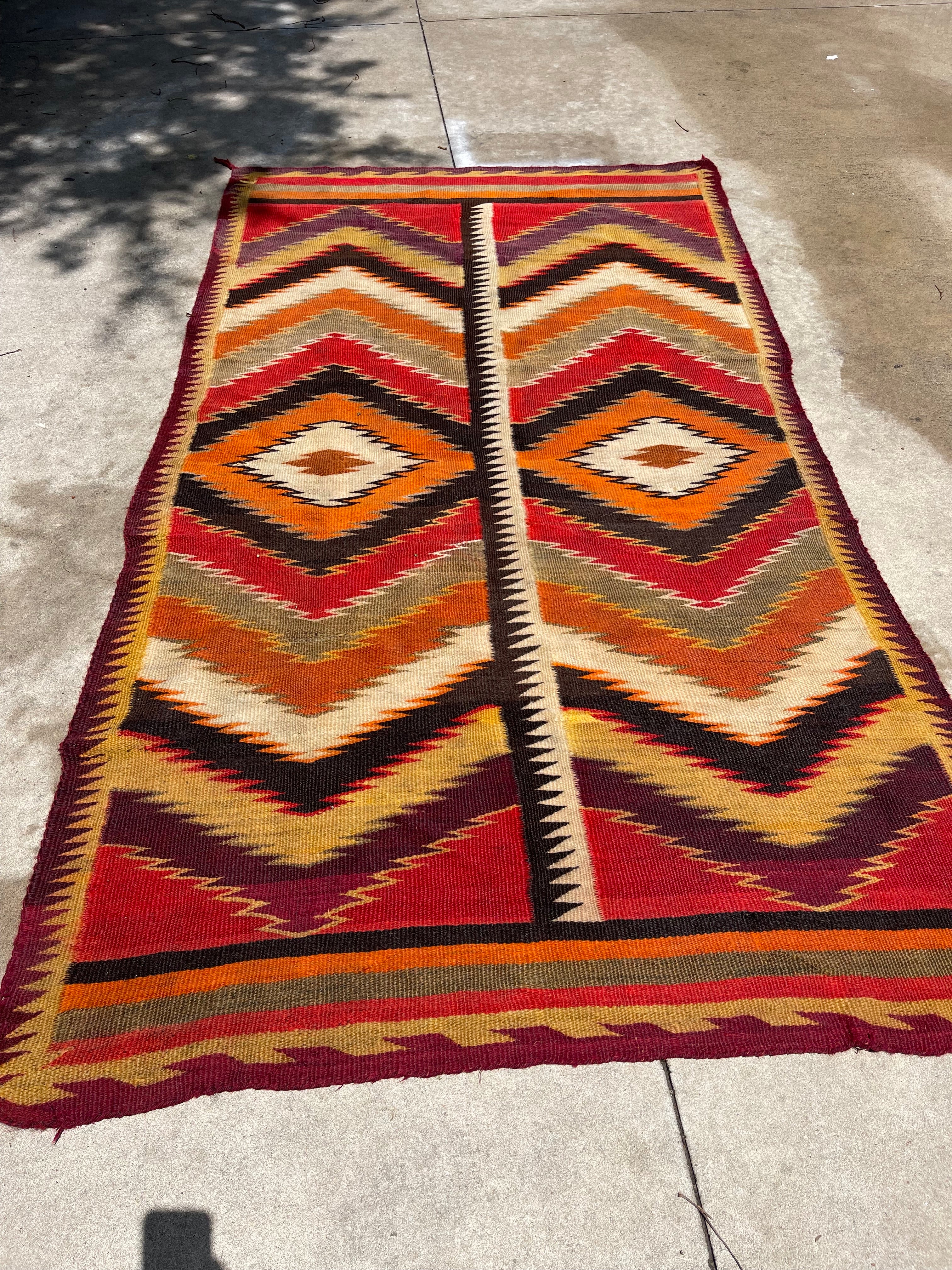 Antique Navajo Dine Transitional Eye Dazzler Rug (Pre-1940s) Rugs