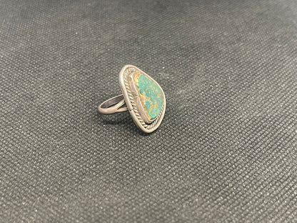 Great Navajo Dine Sterling Silver & Turquoise Fred Harvey era Ring