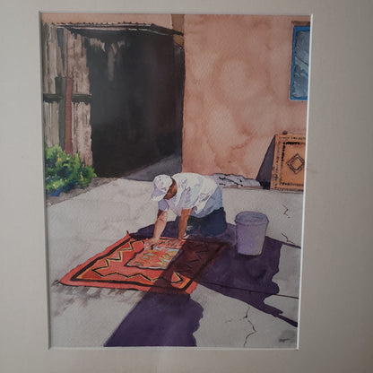 Hand Washing a Navajo Dine Rug in Taos,New Mexico