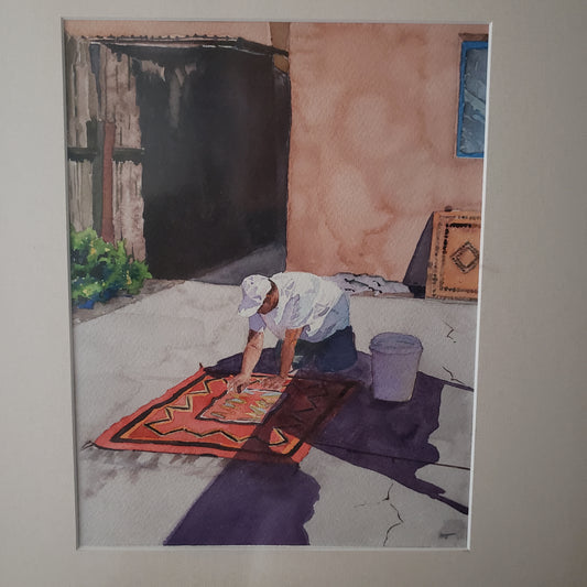 Hand Washing a Navajo Dine Rug in Taos,New Mexico