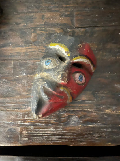 Old & Used Mexican Folk Art Payaso (Clown/Buffoon) Mask from Rural Village