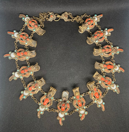 Antique Tibetan/Nepalese Coral,River Pearls & Turquoise Necklace with Provenance