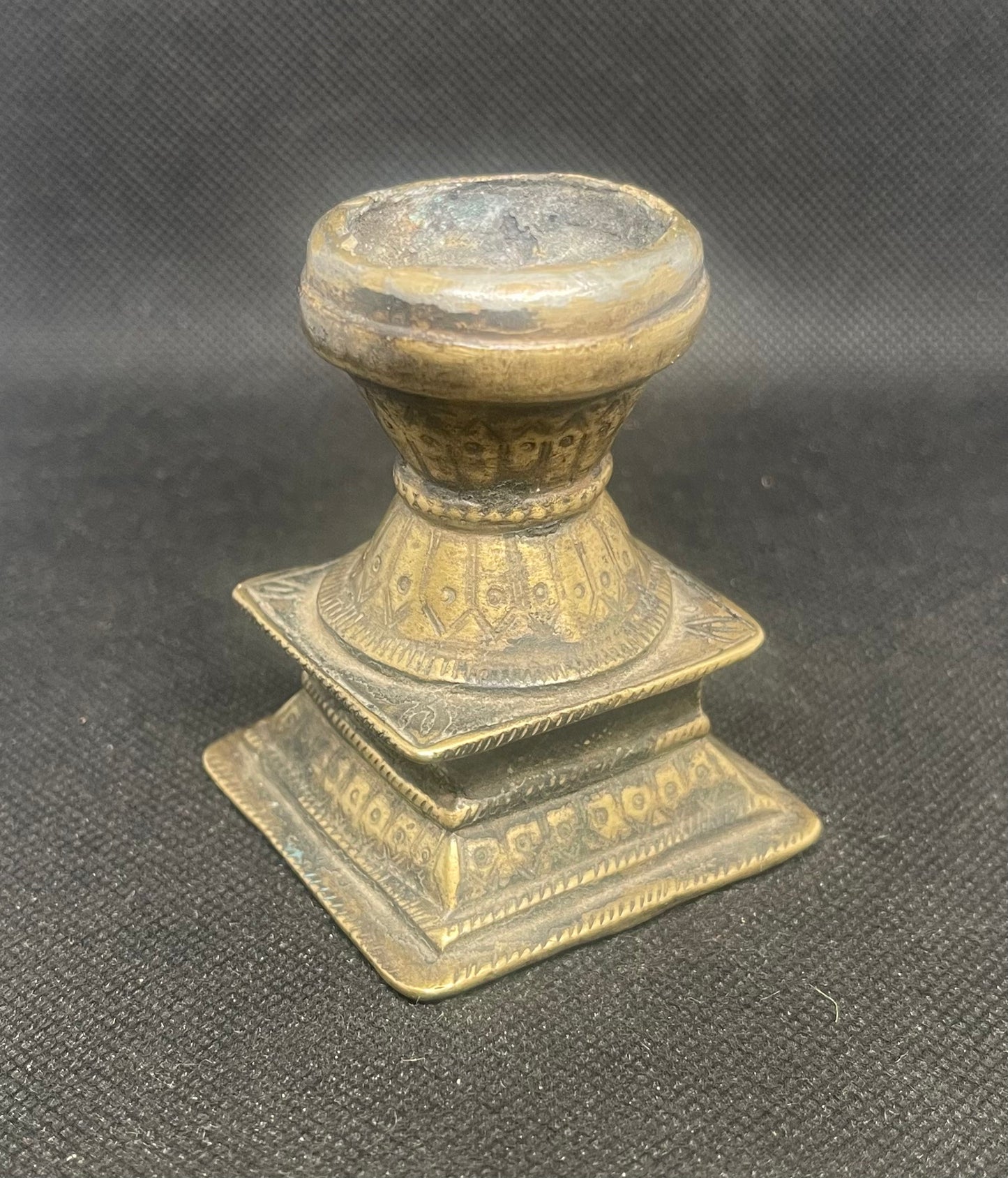 Antique cast ritual incense bowl on attached base