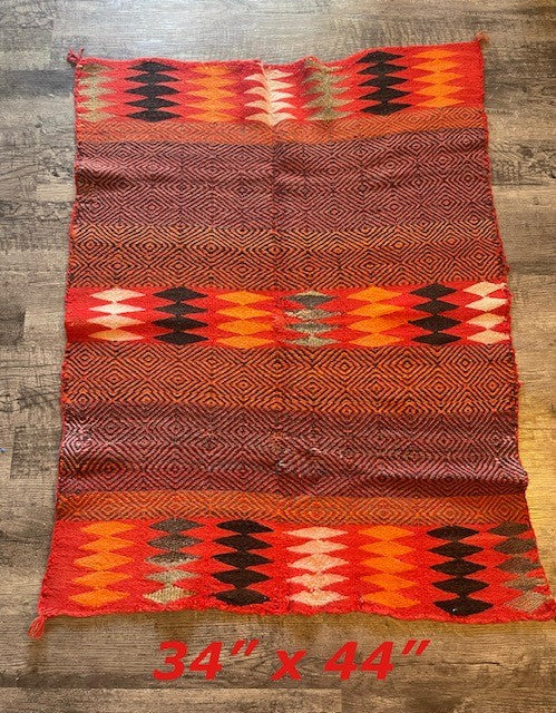Late Classic Three Panel Diamond Twill Woven Wearing Blanket (Pre-1940s) Rugs