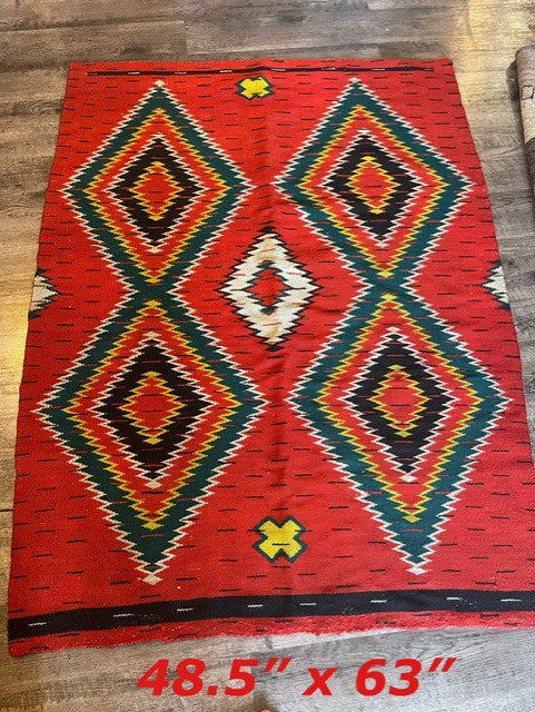 Navajo Transitional Blanket/Rug with Rare Saltillo Serape Design (Pre-1940s) Rugs