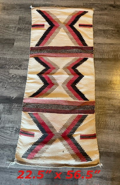 Unusual Navajo Three Panel Serrated Lightning Design Rug (Pre-1940s) Rugs